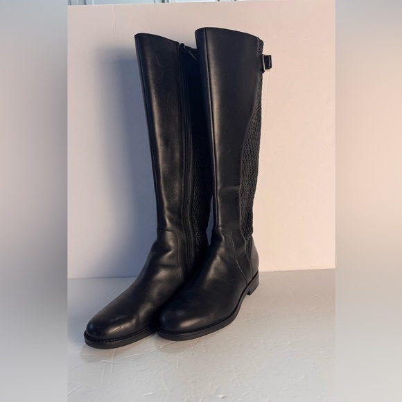COLE HAAN Idah Equestrian Riding Tall Black Leather Boots, W22265 Size 7.5 - Picture 5 of 13